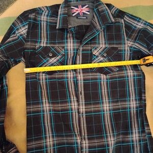Men's medium Long Sleeve Black Plaid Shirt, For Him London